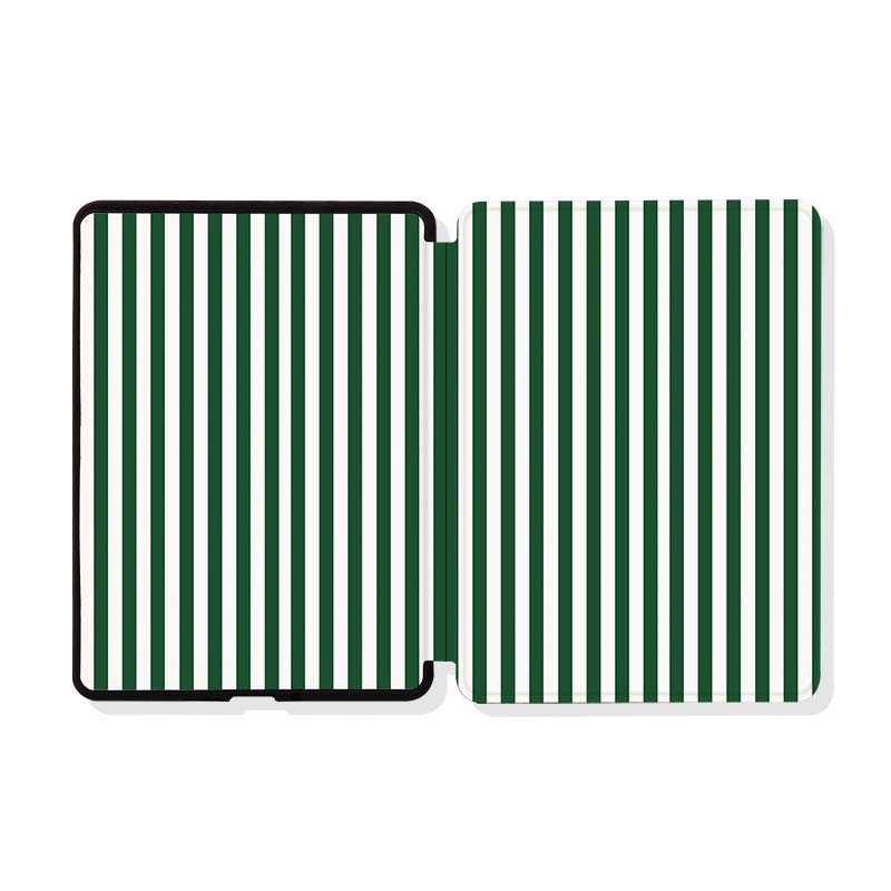 White And Green Stripes Case For Kindle Device